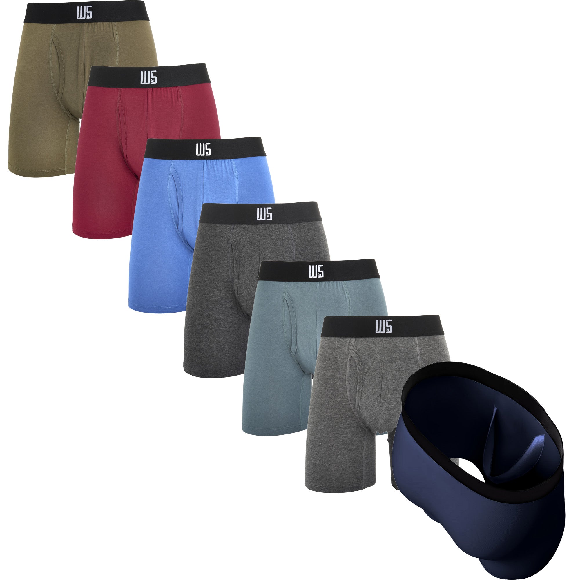 Warriors & Scholars Men's Boxer Briefs 6-Pack - Moisture Wicking, Comfort Fit, No Ride-Up (Multiple Prints, Sizes S-2XL)