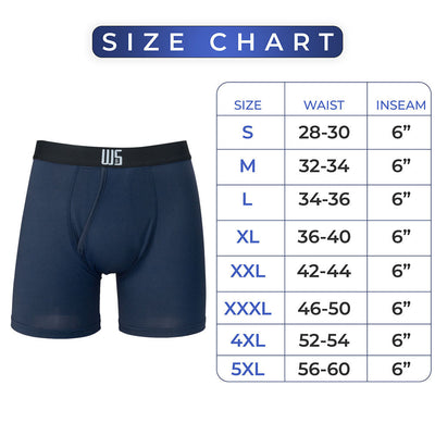Buy 1 Pack & Get 75% Off The 2nd Pack - 6" Inseam Boxer Brief 6 Pack - WarriorFit Moisture Wicking Fabric - W/Chafe Safe Pouch