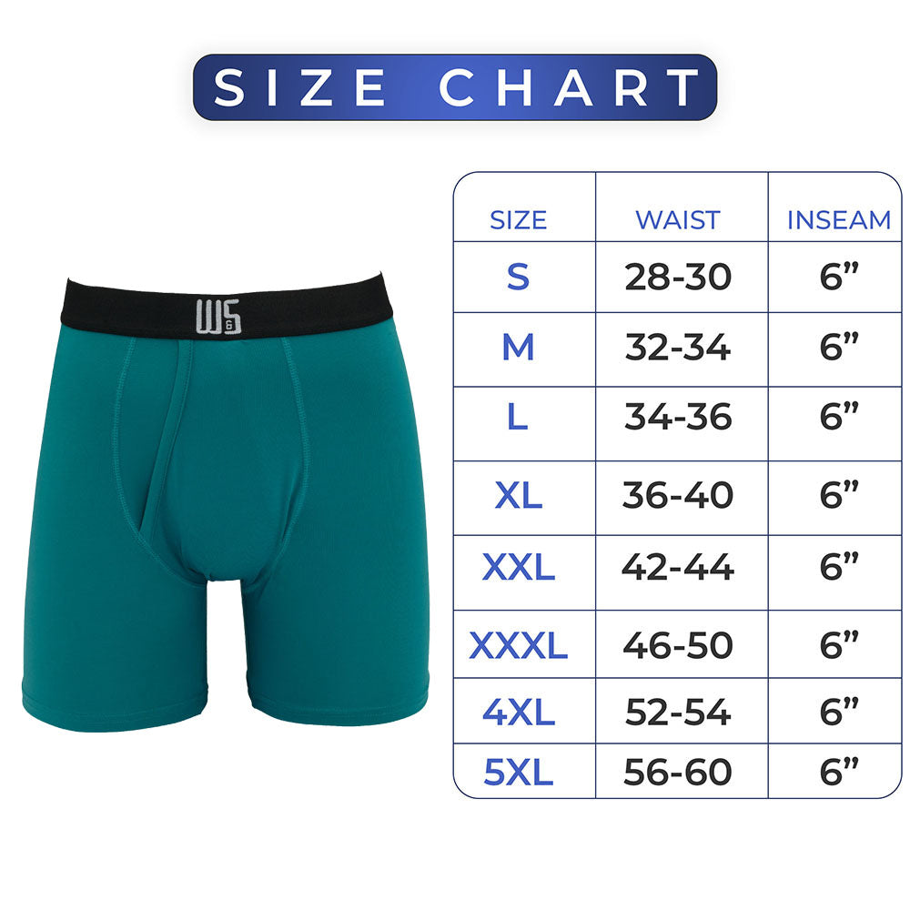 Buy 1 Pack & Get 75% Off The 2nd Pack - 6" Inseam Boxer Brief 6 Pack - WarriorFit Moisture Wicking Fabric - W/Chafe Safe Pouch