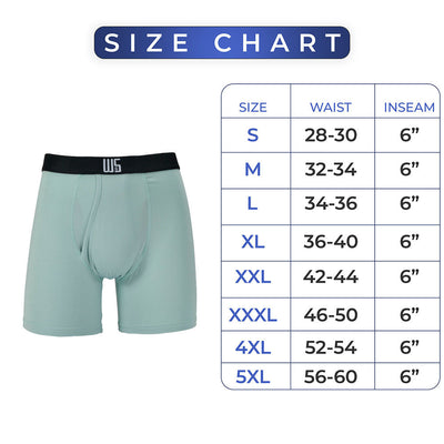 Buy 1 Pack & Get 75% Off The 2nd Pack - 6" Inseam Boxer Brief 6 Pack - WarriorFit Moisture Wicking Fabric - W/Chafe Safe Pouch