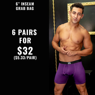 6" Inseam W/Chafe Safe Pouch Grab Bag - Packs Starting At $4.4/Pair