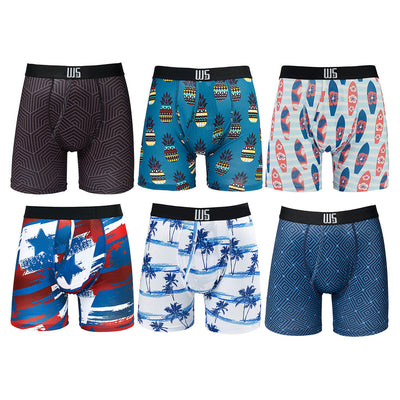 Buy 1 Pack & Get 75% Off The 2nd Pack - 6" Inseam Boxer Brief 6 Pack - WarriorFit Moisture Wicking Fabric - W/Chafe Safe Pouch