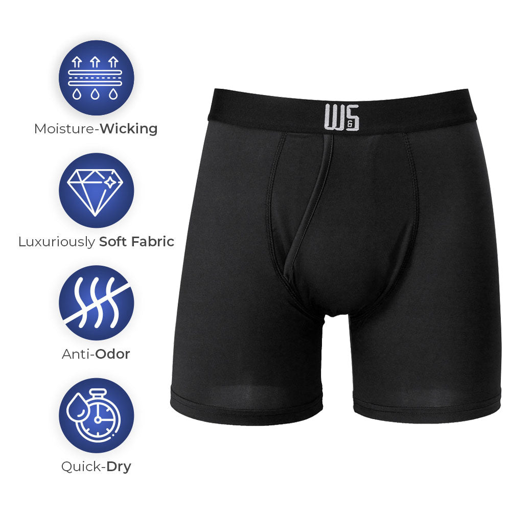 Buy 1 Pack & Get 75% Off The 2nd Pack - 6" Inseam Boxer Brief 6 Pack - WarriorFit Moisture Wicking Fabric - W/Chafe Safe Pouch