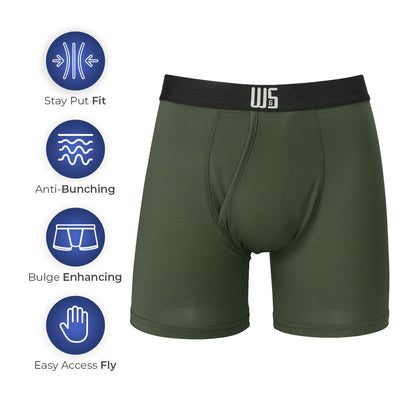 Buy 1 Pack & Get 75% Off The 2nd Pack - 6" Inseam Boxer Brief 6 Pack - WarriorFit Moisture Wicking Fabric - W/Chafe Safe Pouch