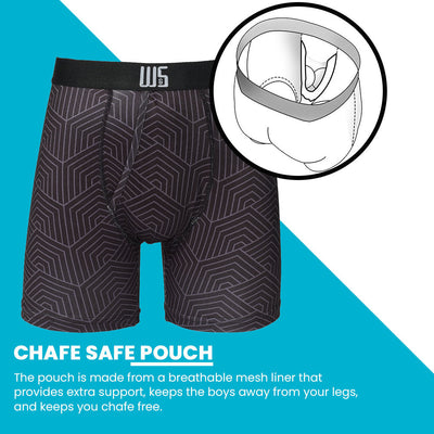 Buy 1 Pack & Get 75% Off The 2nd Pack - 6" Inseam Boxer Brief 6 Pack - WarriorFit Moisture Wicking Fabric - W/Chafe Safe Pouch