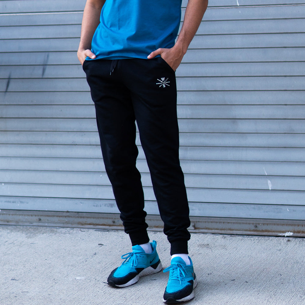 【massnoun】SL LOGO DOUBLE SOFT WOOL JOGGER PANTS Black LAX Lounge Jogger | Hyper Denim