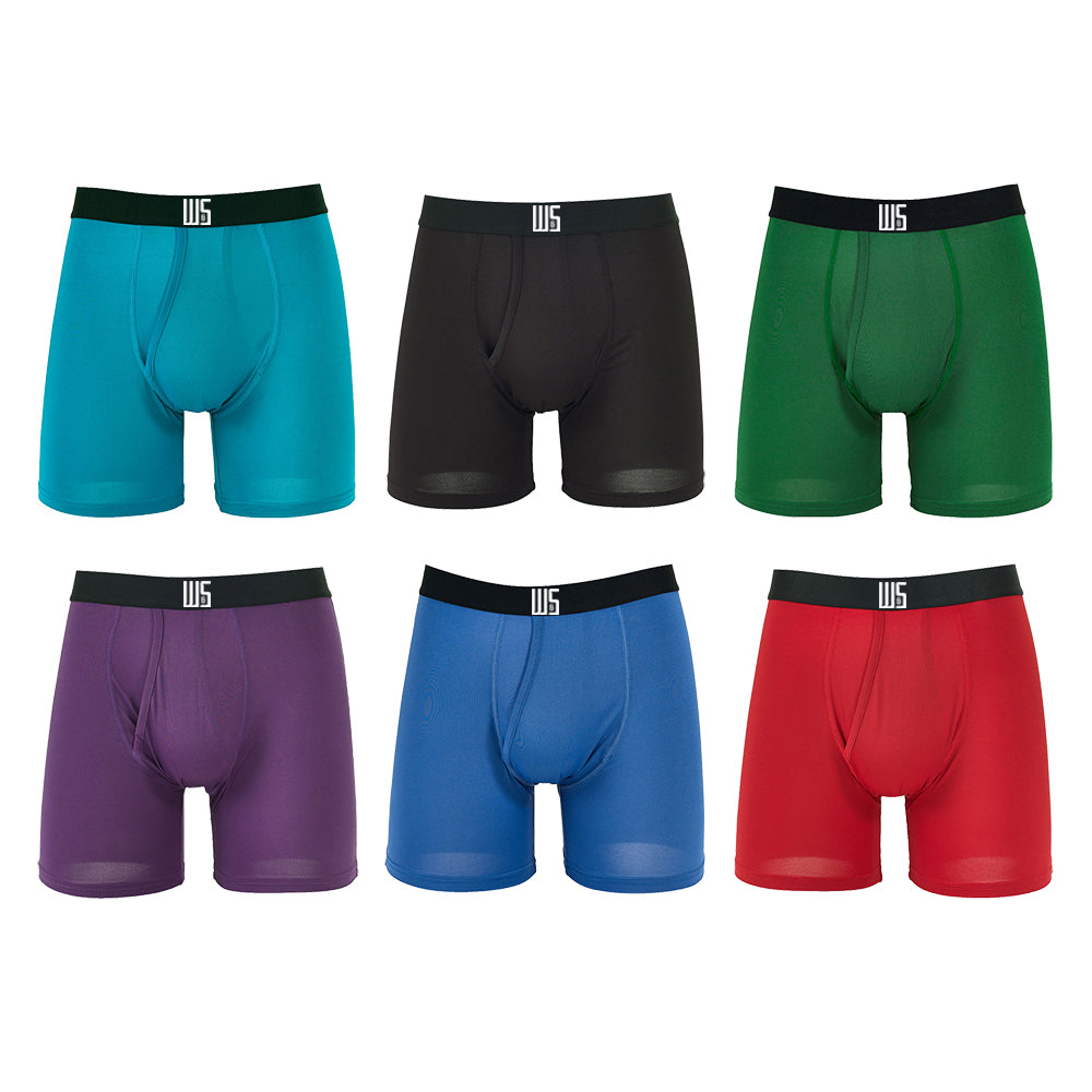 Buy 1 Pack & Get 75% Off The 2nd Pack - 6" Inseam Boxer Brief 6 Pack - WarriorFit Moisture Wicking Fabric - W/Chafe Safe Pouch