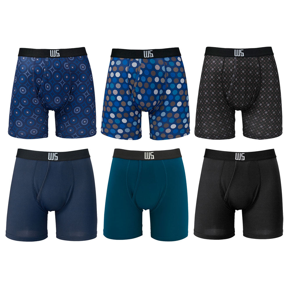 Buy 1 Pack & Get 75% Off The 2nd Pack - 6" Inseam Boxer Brief 6 Pack - WarriorFit Moisture Wicking Fabric - W/Chafe Safe Pouch