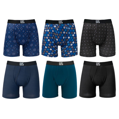 Buy 1 Pack & Get 75% Off The 2nd Pack - 6" Inseam Boxer Brief 6 Pack - WarriorFit Moisture Wicking Fabric - W/Chafe Safe Pouch