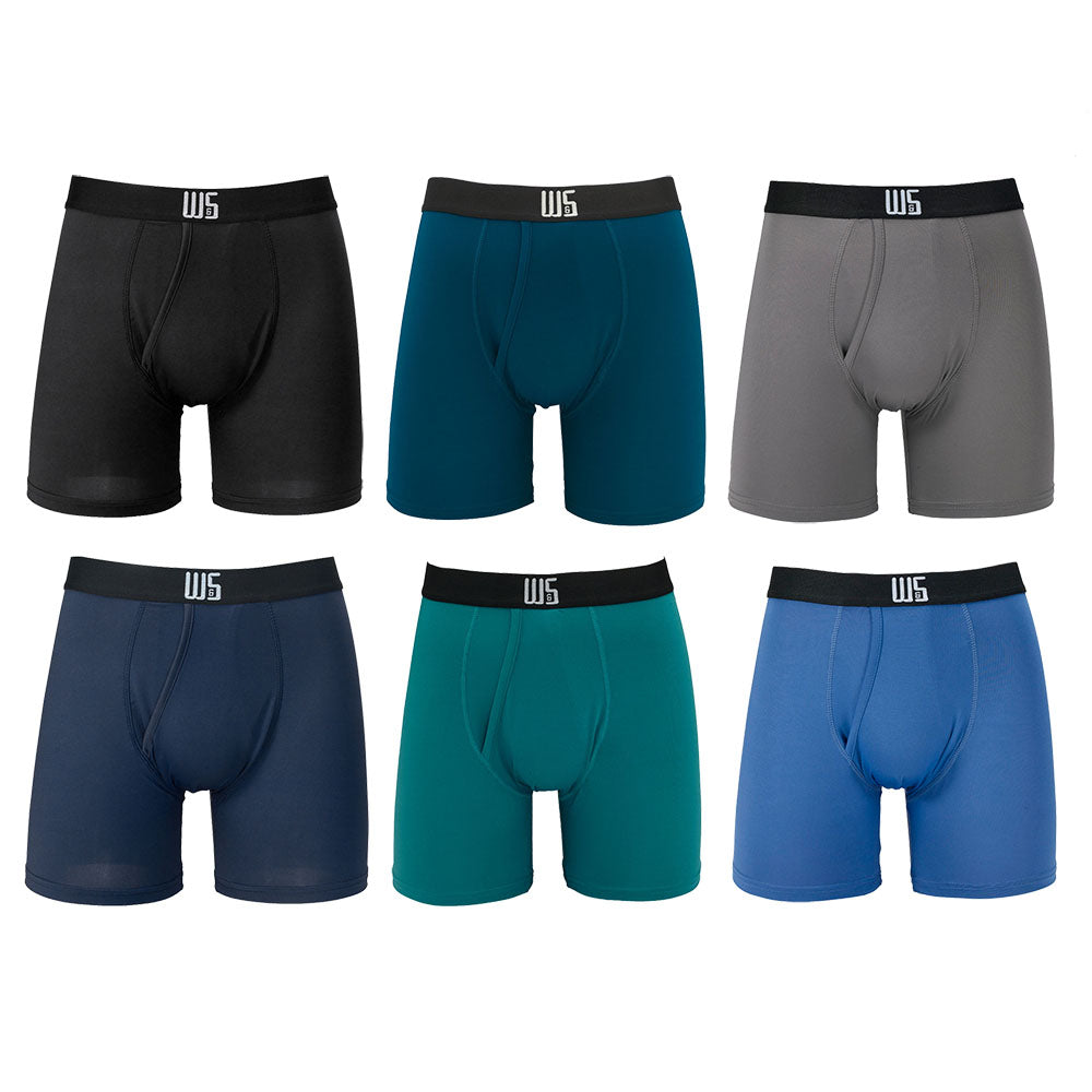 Buy 1 Pack & Get 75% Off The 2nd Pack - 6" Inseam Boxer Brief 6 Pack - WarriorFit Moisture Wicking Fabric - W/Chafe Safe Pouch