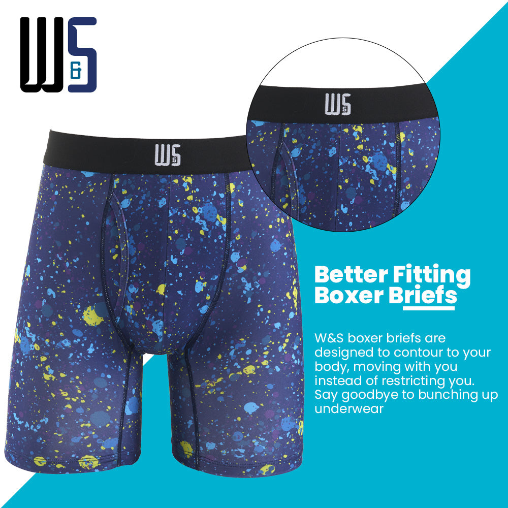 6" Inseam Boxer Brief 6 Pack - WarriorFit Moisture Wicking Fabric - W/Chafe Safe Pouch