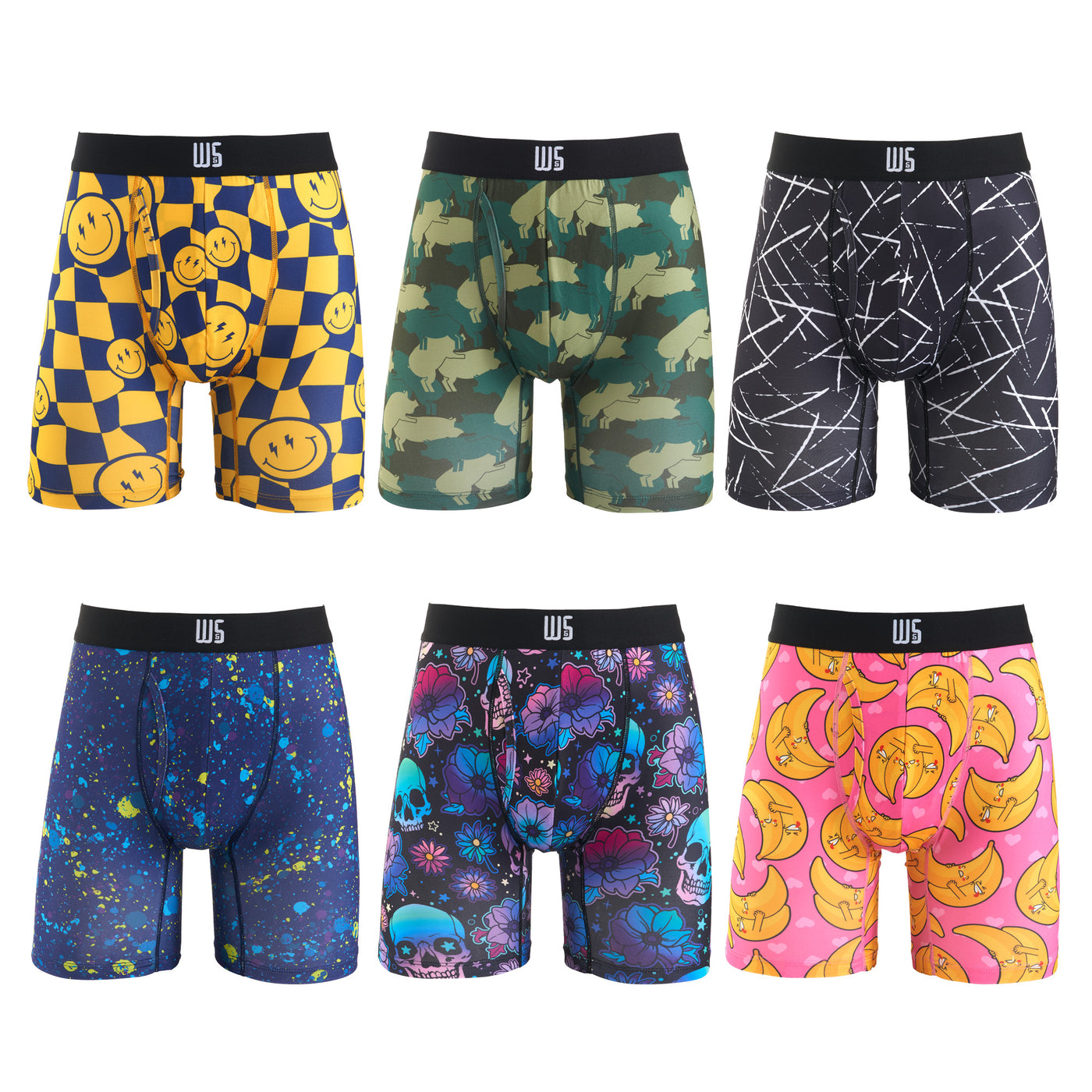 6" Inseam Boxer Brief 6 Pack - WarriorFit Moisture Wicking Fabric - W/Chafe Safe Pouch