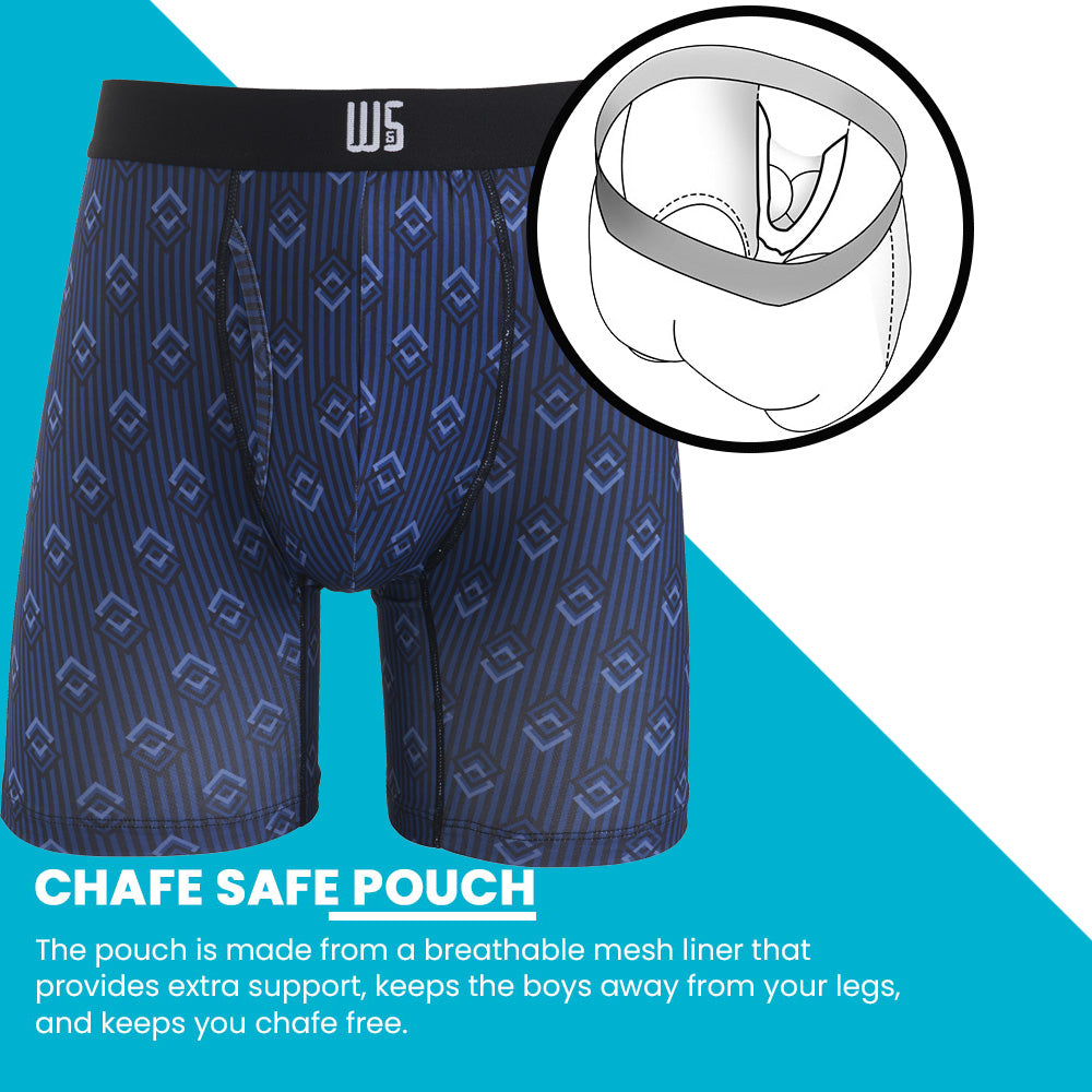 6" Inseam Boxer Brief 6 Pack - WarriorFit Moisture Wicking Fabric - W/Chafe Safe Pouch