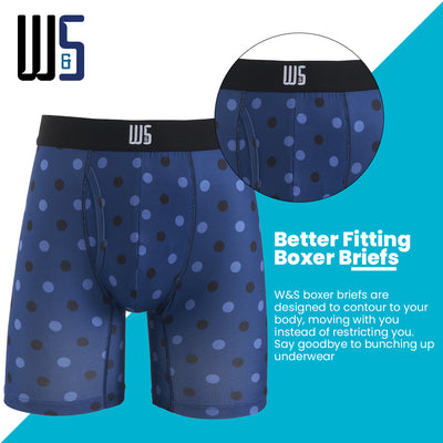 6" Inseam Boxer Brief 6 Pack - WarriorFit Moisture Wicking Fabric - W/Chafe Safe Pouch