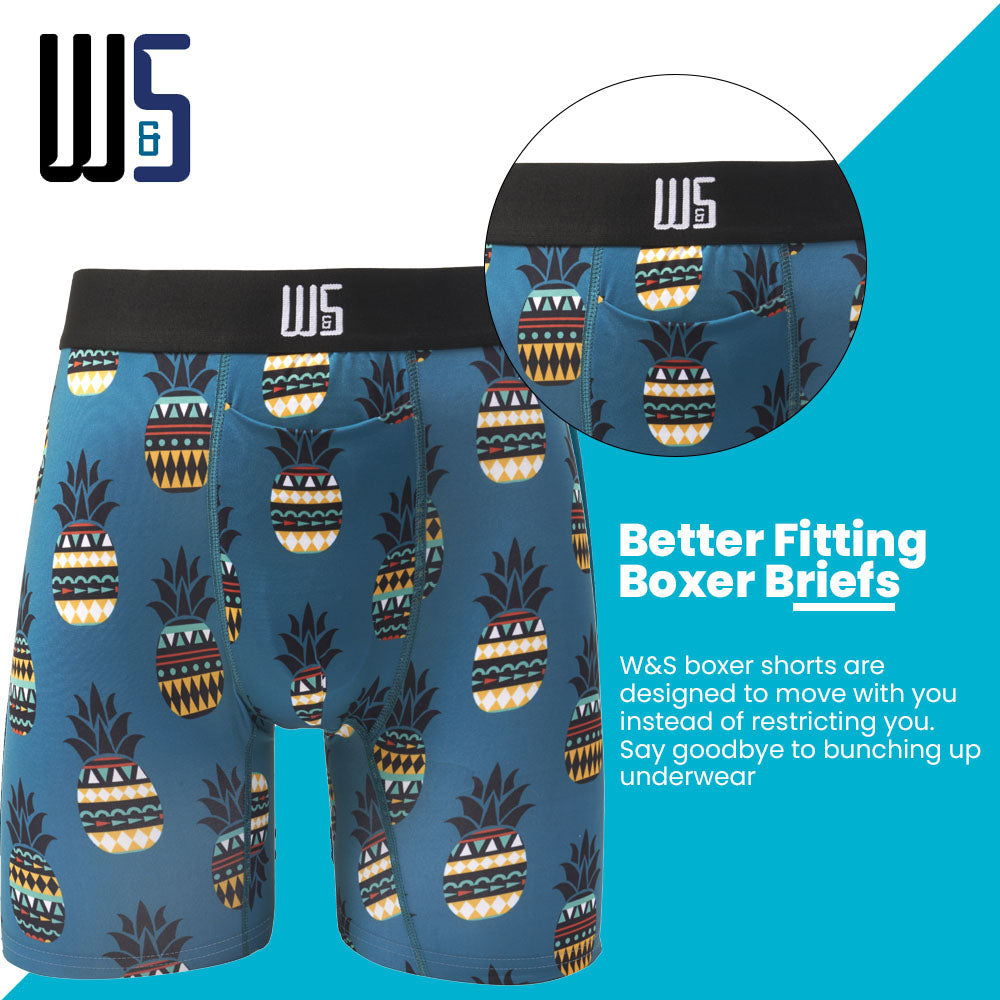 8" Inseam Boxer Brief 4 Pack - WarriorFit Moisture Wicking Fabric - W/Chafe Safe Pouch