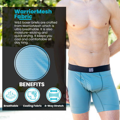 6" Inseam Boxer Briefs - WarriorMesh - W/Chafe Safe Pouch