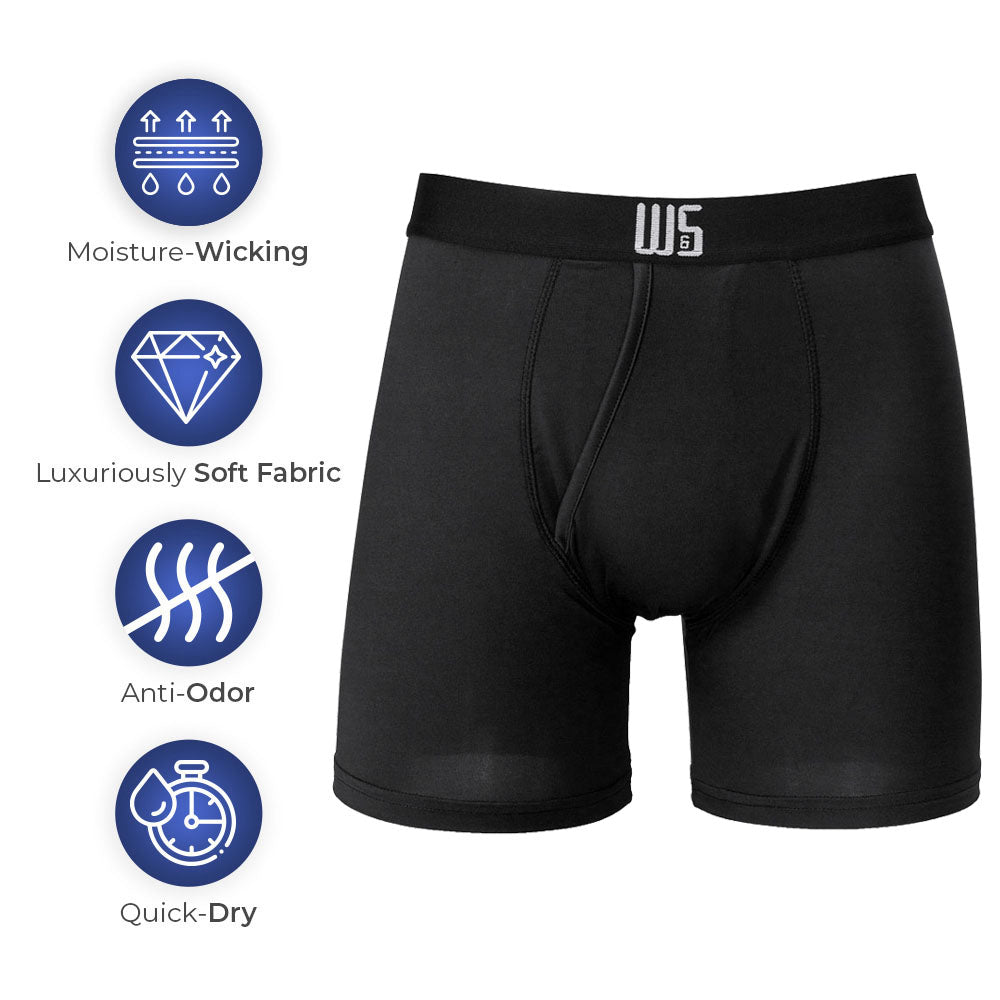CSYER Men's 6 Performance Boxer Brief Ultra Soft Stretch Quick Dry  Underwear with Fly 4 or 5 Pack : : Clothing, Shoes & Accessories