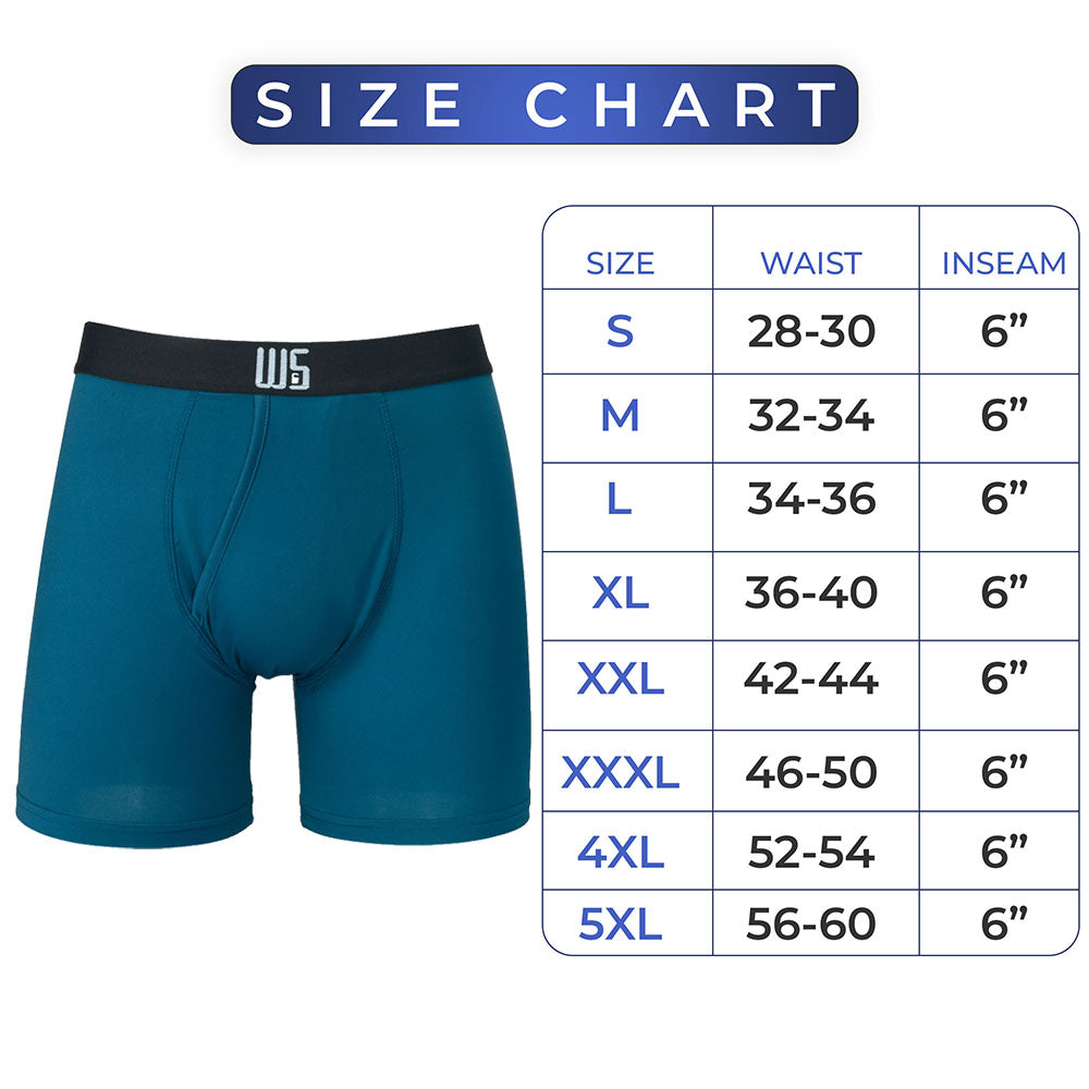 Dark Blue Boxer Brief - Infograph with Size Chart