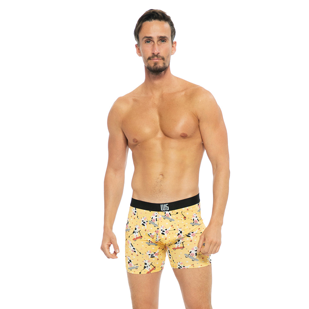 Cows on Skateboard Boxer Brief on model 