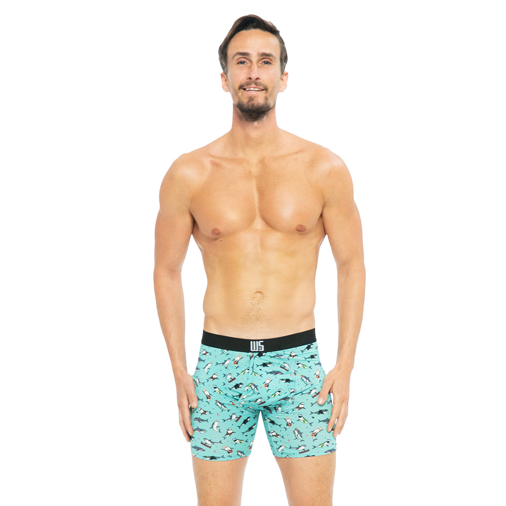 Shark with guitars Boxer Brief on model