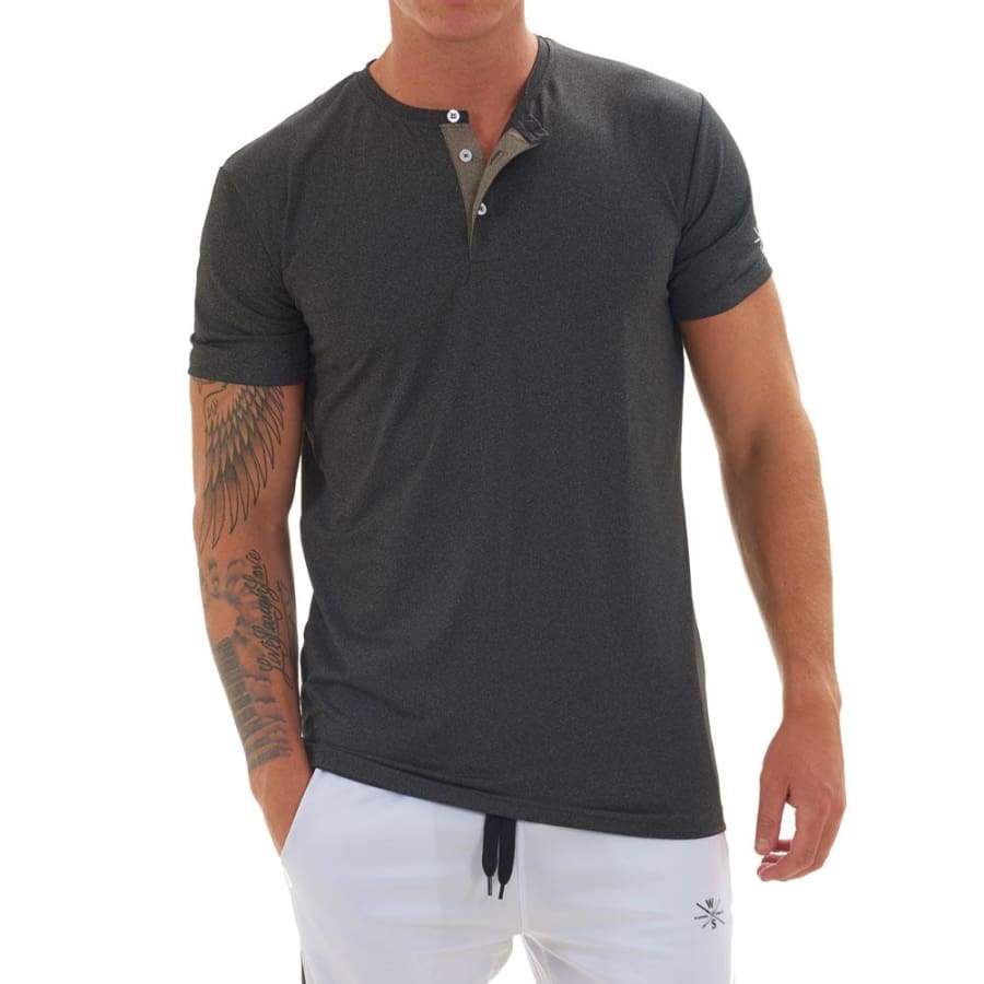 Surf Active Henley - S / Charcoal - T-Shirt
